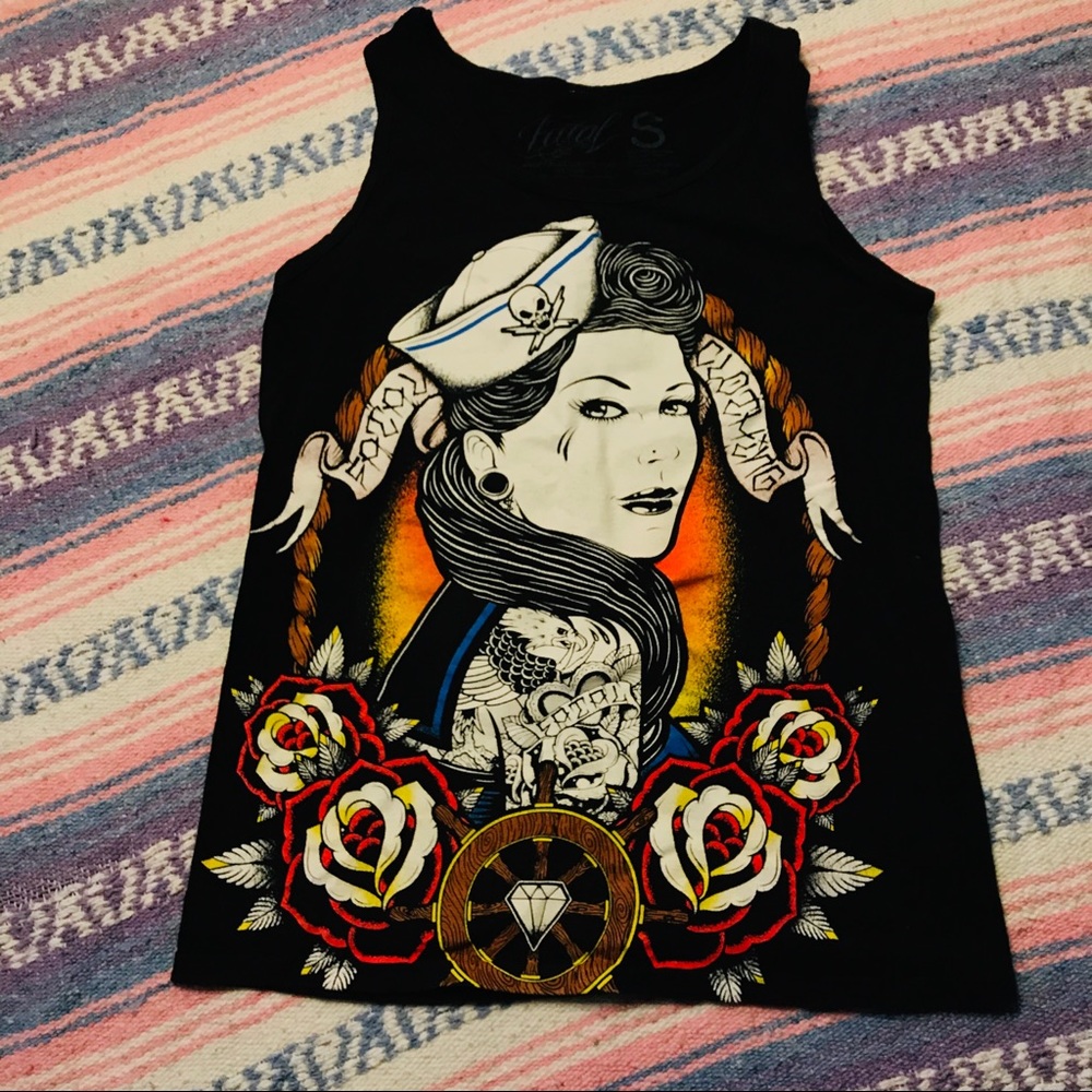 Fatal Black graphic tank top sz S - Picture 1 of 4
